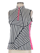 Tail Activewear White & Black STriped Sleeveless Golf Top Size M-1