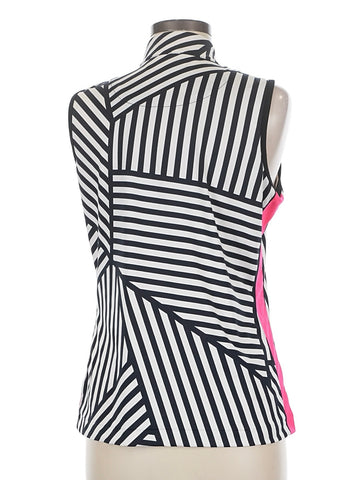 Tail Activewear White & Black STriped Sleeveless Golf Top Size M - 0