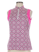 Tail Activewear Pink Mosaic Geo Print Sleeveless Golf Top Size M MSP$92-1