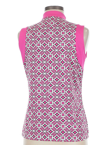 Tail Activewear Pink Mosaic Geo Print Sleeveless Golf Top Size M MSP$92 - 0