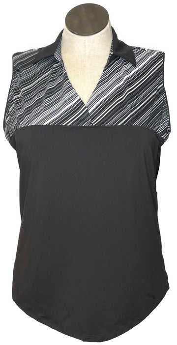 Lady Hagen Women's Black & White Striped Sleeveless Golf Top Size XL
