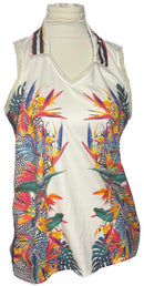 Lucky in Love Women's White, Navy & Pink Tropical Sleeveless Golf Top Size M-1