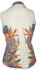 Lucky in Love Women's White, Navy & Pink Tropical Sleeveless Golf Top Size M-2