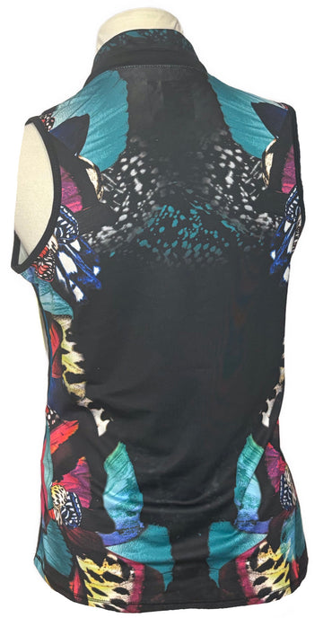 Lucky in Love Women's Black Butterfly Print Sleeveless Golf Top Size M - 0