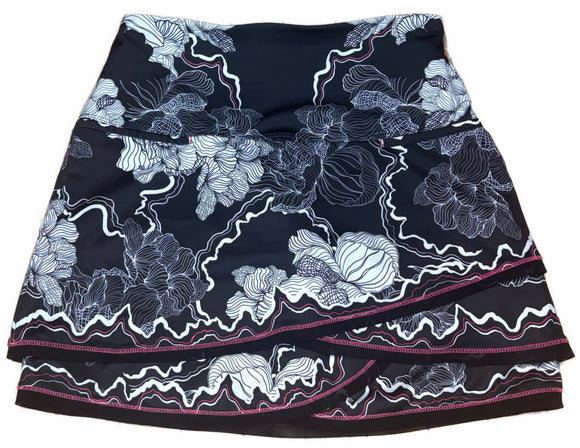 Lucky in Love Women's Black Golf Skort w/White Floral Accents Size S