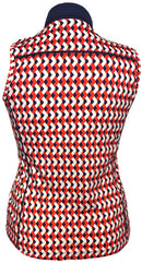 Kinona Women's Red, White & Navy Full Button Sleeveless Golf Top Size M-2