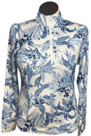 Tommy Bahama Women's White & Blue Tropical Print Golf Pullover Size L-1