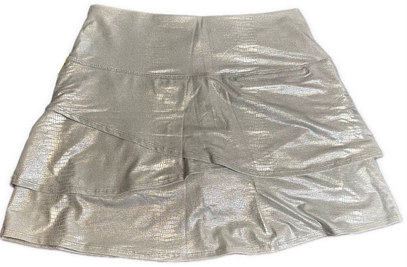 Lucky in Love Women's Silver Snakeskin Golf Skort Size M