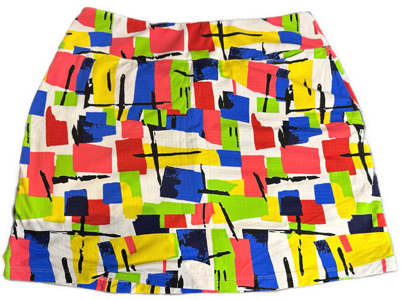 Ibkul Women's Yellow, Red, Green & Blue Print Golf Skort Size M