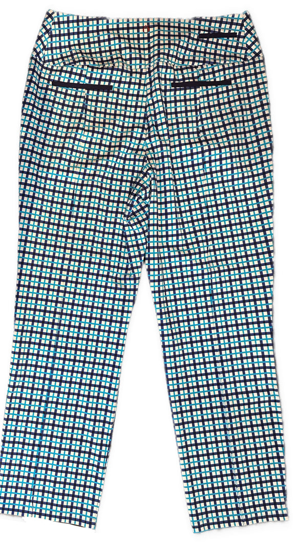 Kinona Women's Navy & Blue Plaid Golf Pants Size L