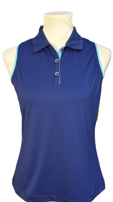 New EP NY Women's Sleeveless Racerback Polo - Inky Multi Size M
