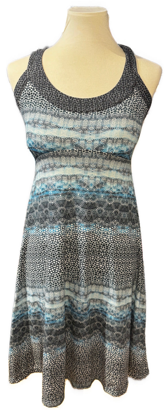 Prana Blue, Navy & Gray Tye Dye Print Tank Dress Size M