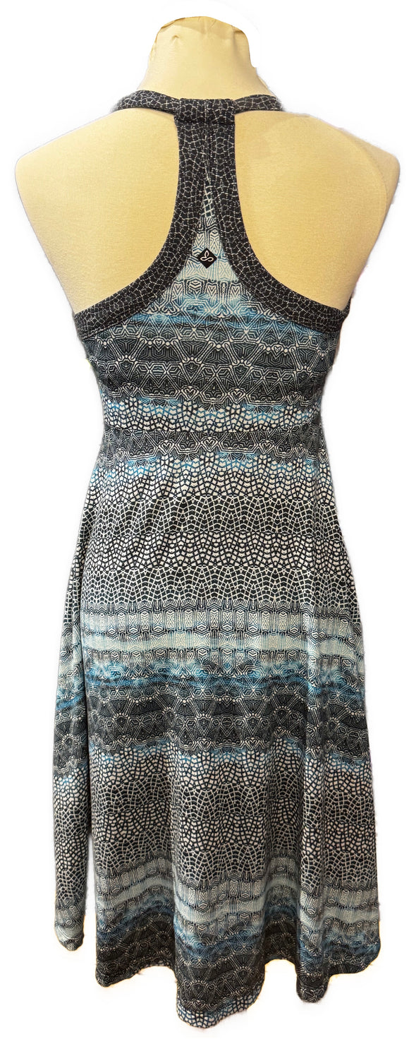 Prana Blue, Navy & Gray Tye Dye Print Tank Dress Size M