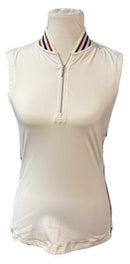 GGBlue Cream, Brown, Navy & Pink Sleeveless Mock Polo Size XS-1