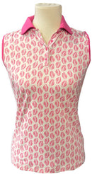 Lady Hagen Magenta Leaf Print Sleeveless Polo Size XS-1