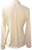 New EP NY Women's Rib Button Mock Long Sleeve Polo - White Multi Size M MSP$120-2