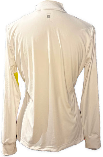 New EP NY Women's Rib Button Mock Long Sleeve Polo - White Multi Size M MSP$120 - 0