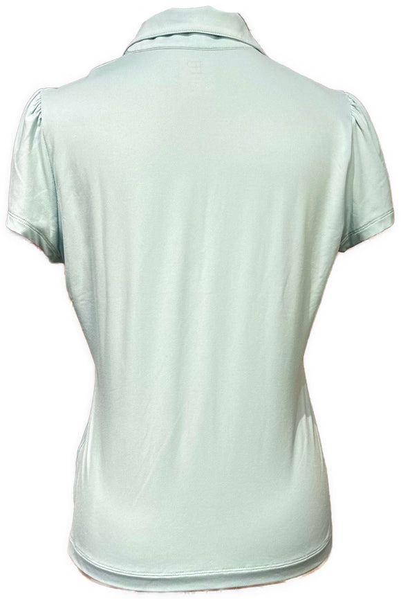 New EP NY Women's Short Sleeve Convertible Collar Polo - Bay Multi Size M MSP$84