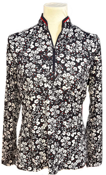 New EP NY Women's Vine Floral Print Pullover - Navy Multi Size M MSP$120