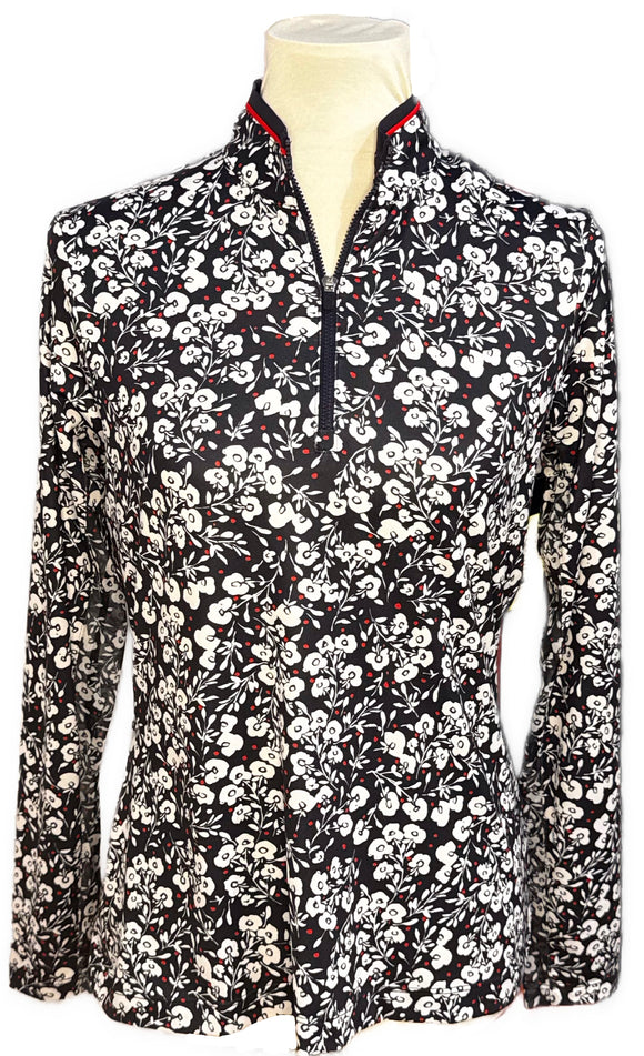 New EP NY Women's Vine Floral Print Pullover - Navy Multi Size M MSP$120