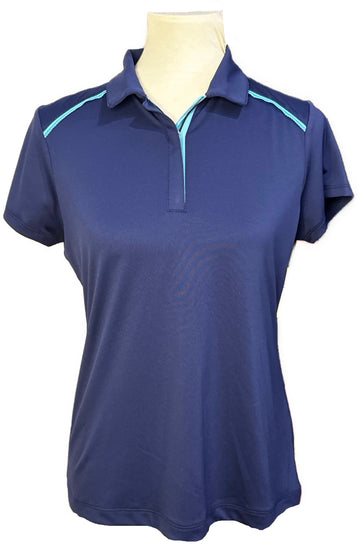 New EP NY Women's Short Sleeve Covered Zip Placket Polo - Inky Multi Size M MSP$84