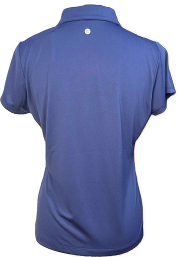 New EP NY Women's Short Sleeve Covered Zip Placket Polo - Inky Multi Size M MSP$84 - 0