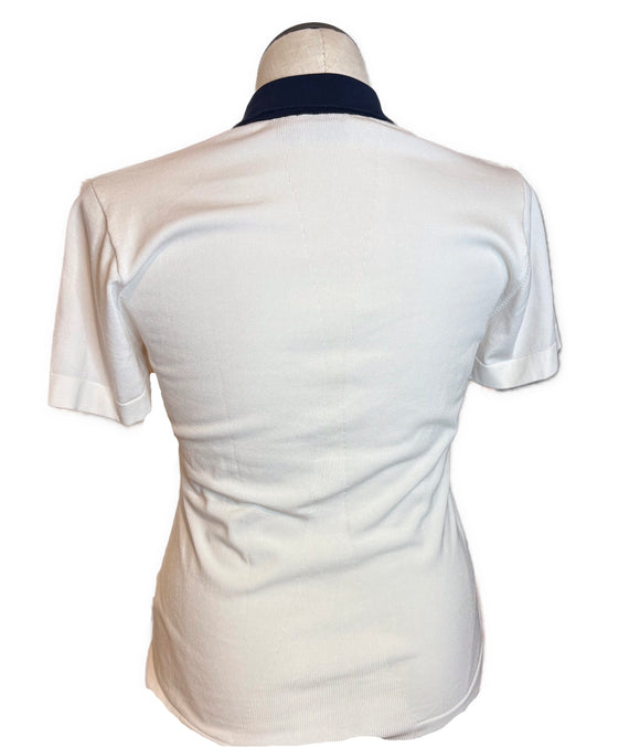 Peter Millar White Polo Sweater w/ Navy Collar Size L MSP$175