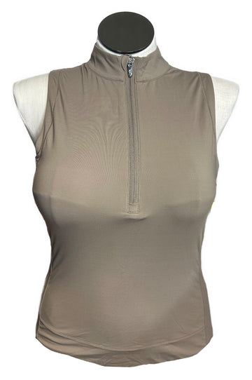 Greyson Light Brown Sleeveless Mock Neck Size L