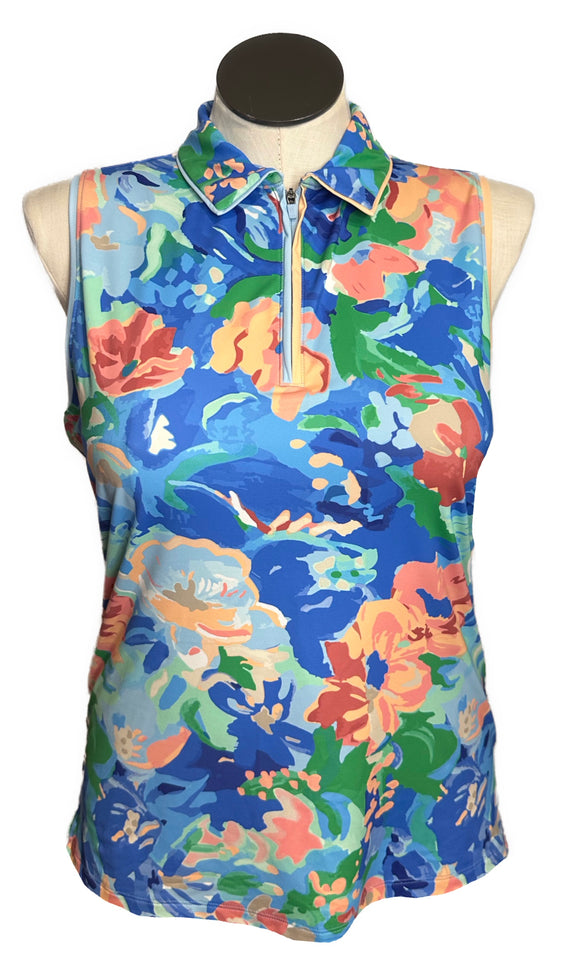 Walter Hagen Women's Watercolor Floral Sleeveless Golf Top SIze L