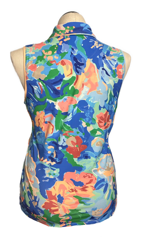 Walter Hagen Women's Watercolor Floral Sleeveless Golf Top SIze L