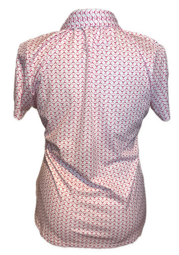 Greg Norman Women's White & Pink Patterned Short Sleeve Polo Size XL - 0