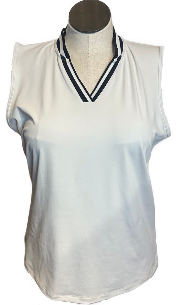 Slazenger Women's White Sleeveless Golf Top w/Black V-neck Size XL
