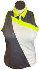 Slazenger Gray, Neon Yellow & White Colorblock Sleeveless Polo Size L-1