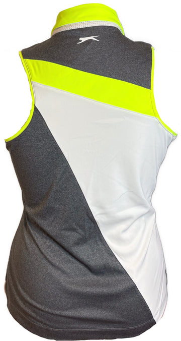 Slazenger Gray, Neon Yellow & White Colorblock Sleeveless Polo Size L - 0