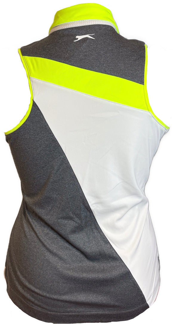 Slazenger Gray, Neon Yellow & White Colorblock Sleeveless Polo Size L