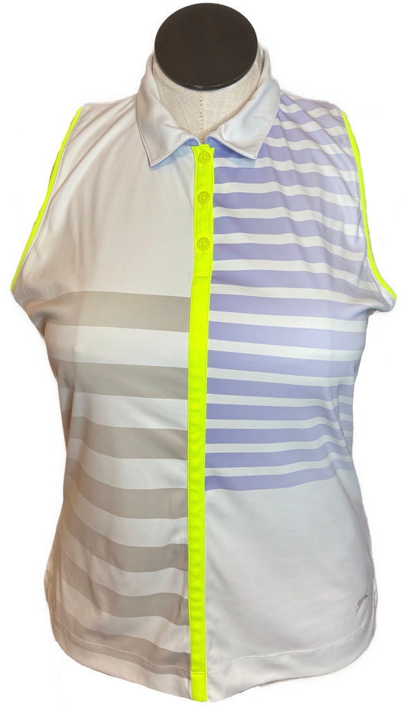 Slazenger Gray, Lavender & Neon Yellow Split Strip Sleeveless Size L