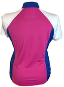Izod Golf Magenta, Royal & White Colorblock Mock Size L-2