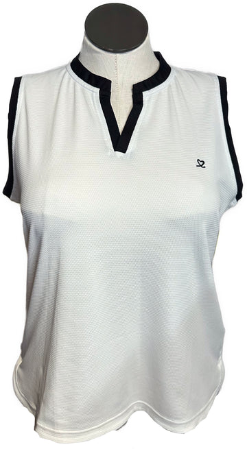 Daily Sports Textured White Polo w/ Black Trim Size XL