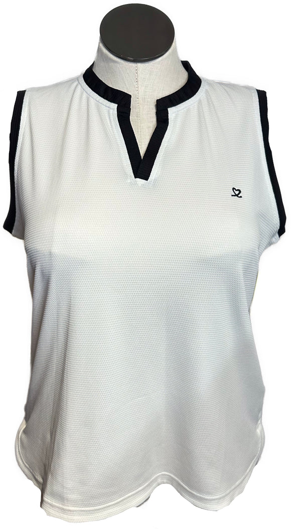 Daily Sports Textured White Polo w/ Black Trim Size XL