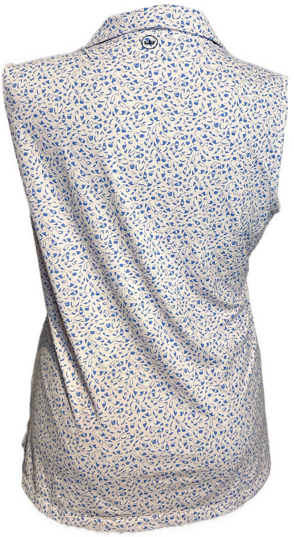 Peter Millar Golf Shoe & Accessories Print Sleeveless Polo w/ Logo Size XL