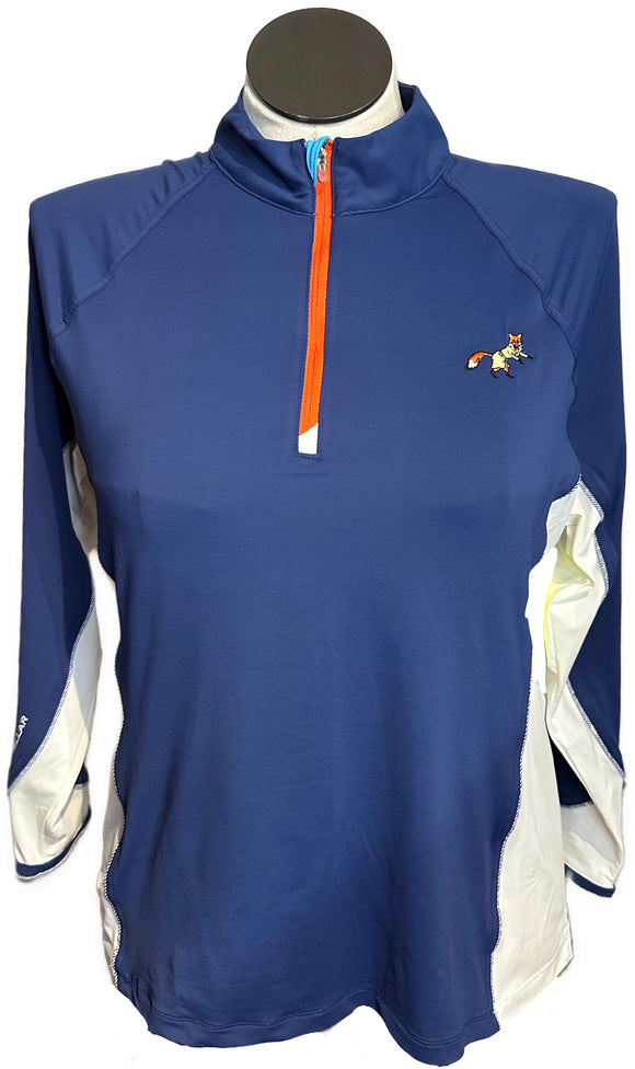Peter Millar Navy & White Pullover w/ Orange Zipper Size XL
