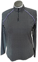Belyn Key Black & White Gingham Zip Golf Pullover Size L MSP$138-1