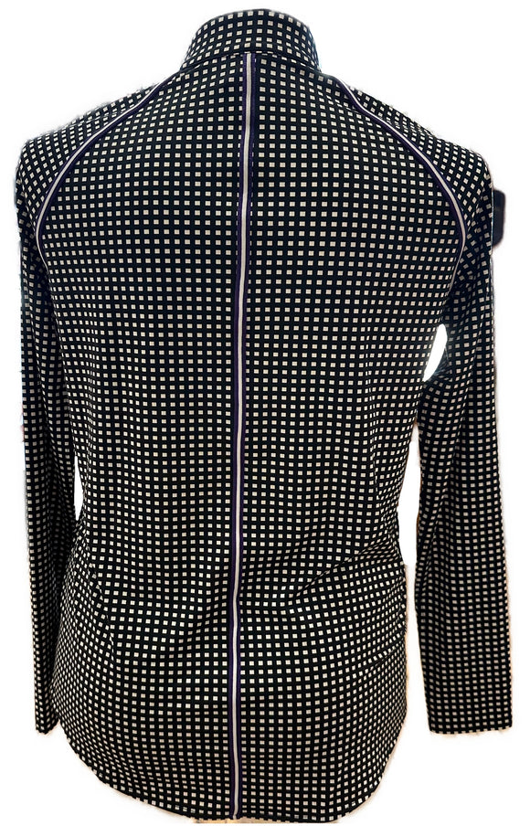 Belyn Key Black & White Gingham Zip Golf Pullover Size L MSP$138