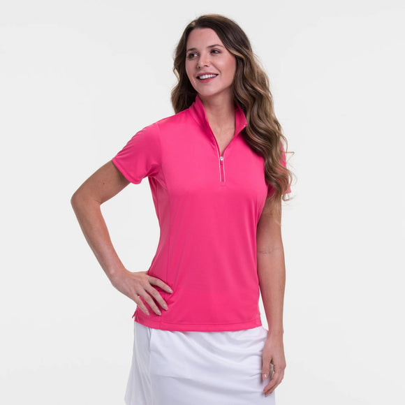 New EP NY Women's Short Sleeve Convertible Zip Mock Golf Polo MSP$68