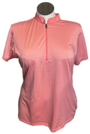 Lopez Women's Coral & White Dot Print Short Sleeve Golf Top Size XL-1