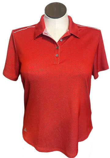 Adidas Women's Red & White Dotted Short Sleeve Golf Top Size XL