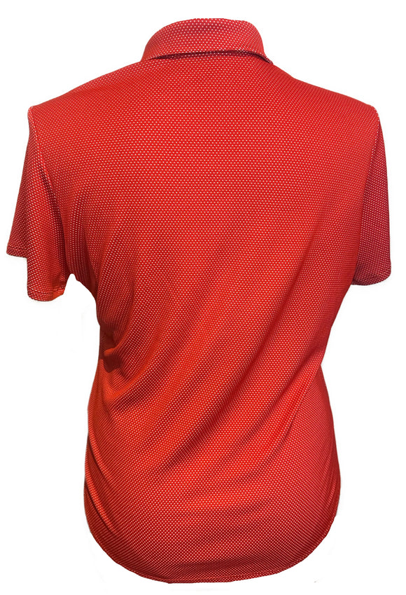 Adidas Women's Red & White Dotted Short Sleeve Golf Top Size XL