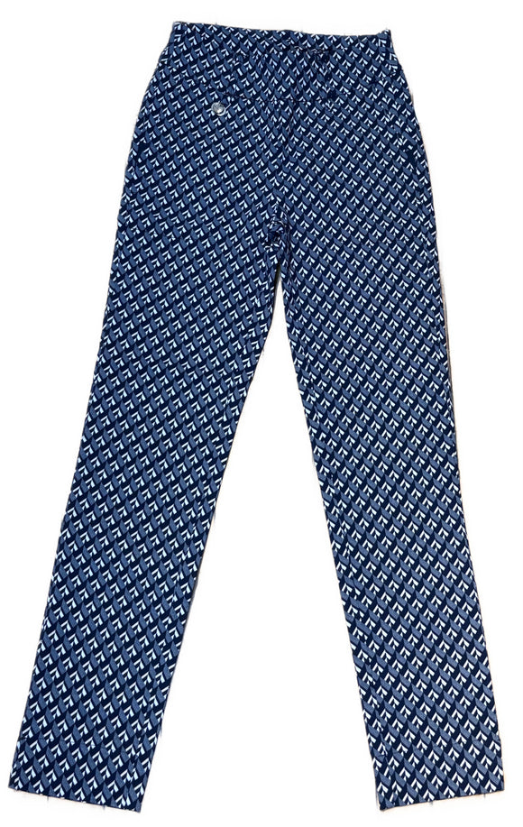New Daily Sports Navy Geo Print Magic Pant Size 4 MSP$186