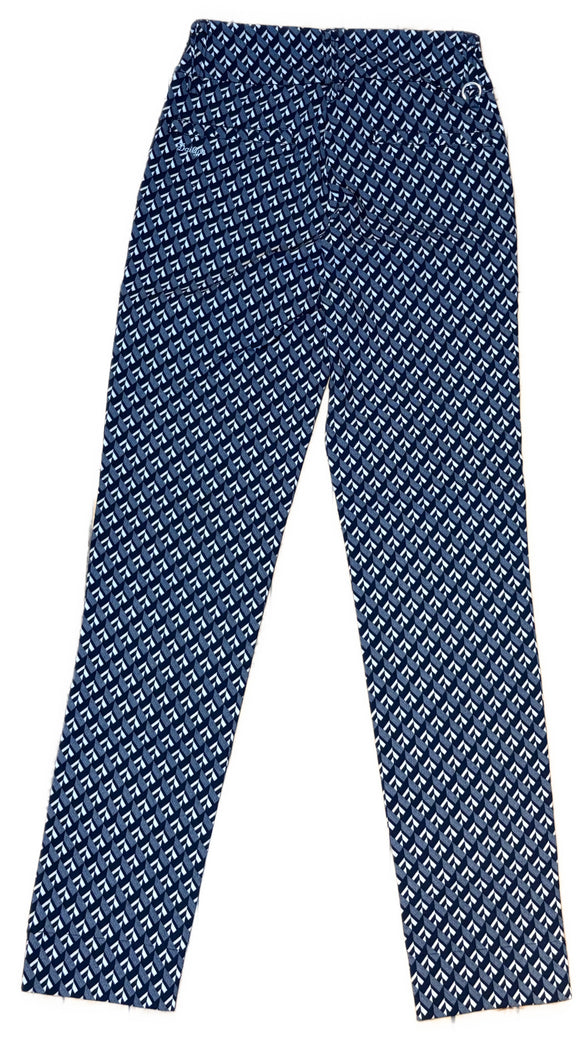 New Daily Sports Navy Geo Print Magic Pant Size 4 MSP$186