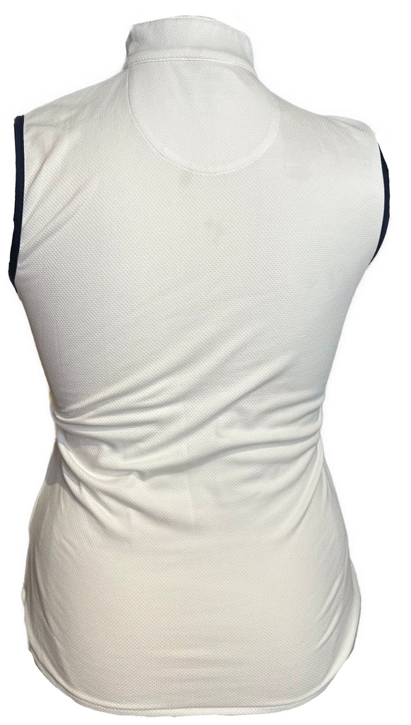 Greg Norman White Sleeveless Funnel Top w/ Navy & Blue Trim Size M